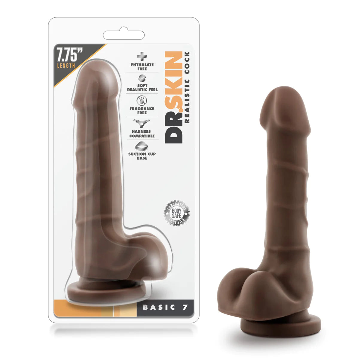 dildo testimonial discounts-Dr. Skin Realistic Cock Realistic Chocolate 7.75-Inch Long Dildo