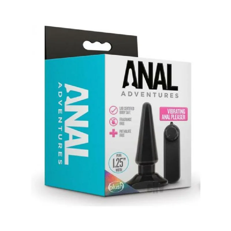 anal toys with firm texture-Blush Anal Adventures Basic Vibrating Anal Pleaser - Black