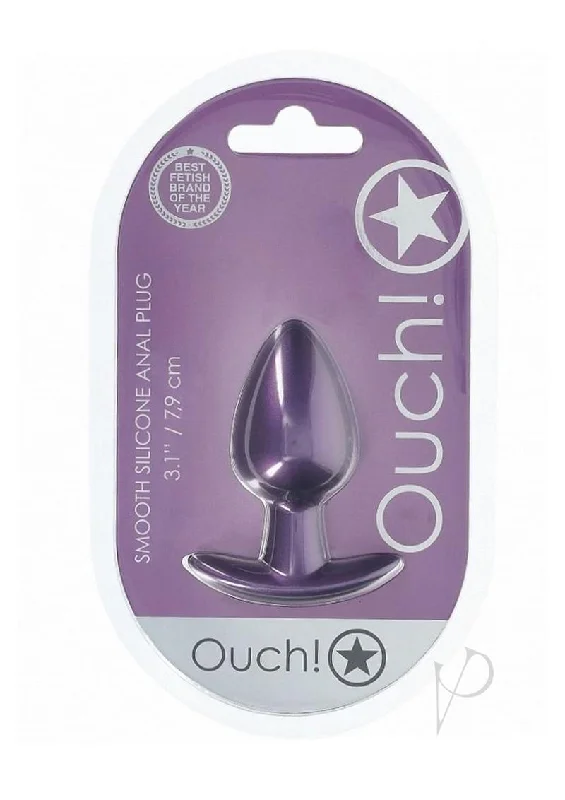 anal toys with long tip-Ouch Anal Plug Md Metallic Purple