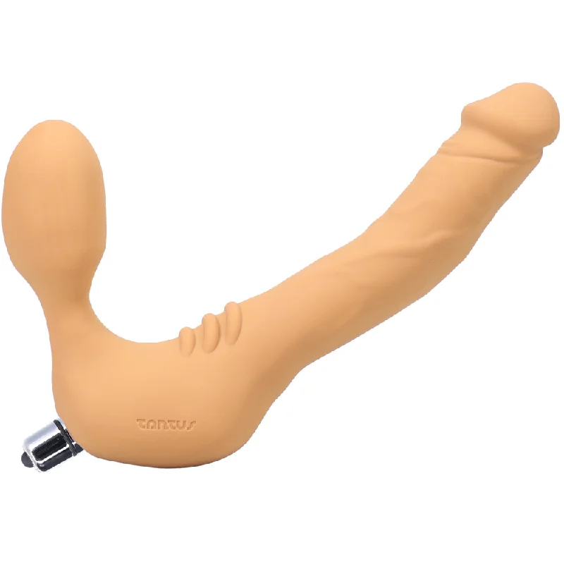 dildo material safety-Tantus Real Strapless Slim Vibrating Strap-On Dildo Honey