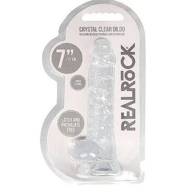 dildo sales promotions-Realrock Crystal Clear Dildo With Balls 7" by Shots