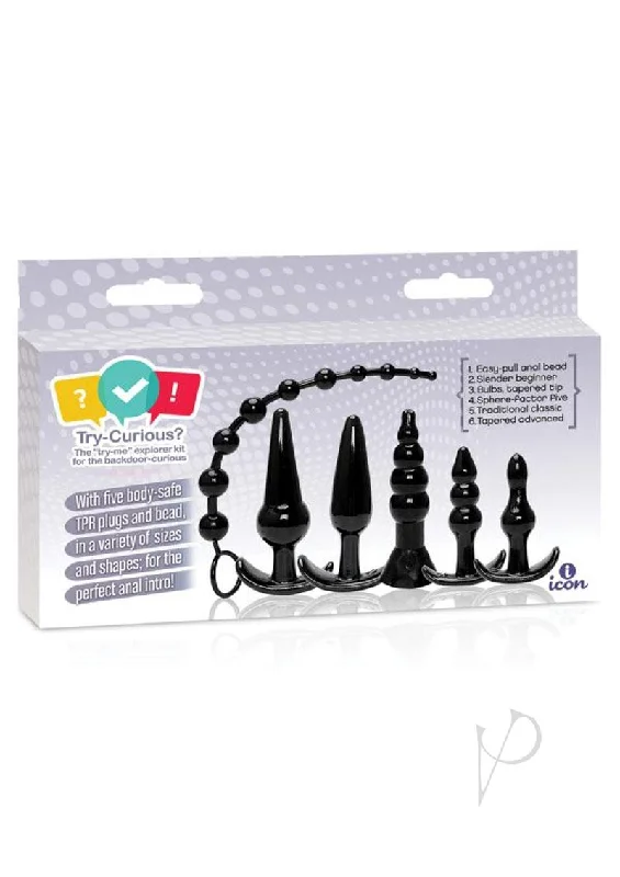 anal toys with easy finish-Try Curious Anal Plug Kit Black