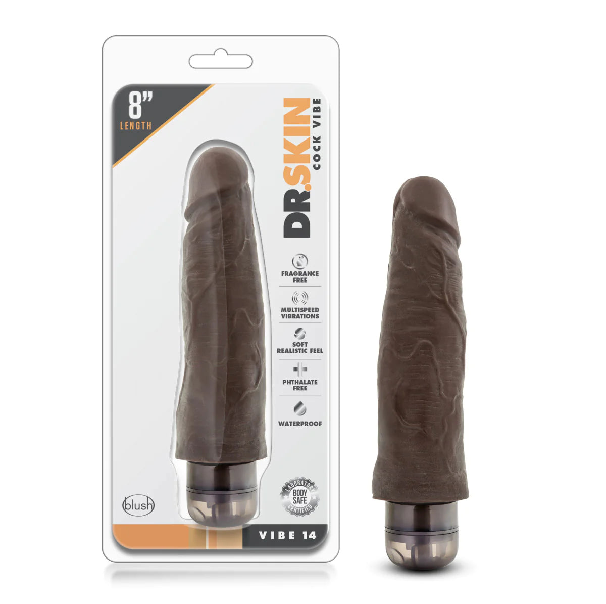 dildo flexibility bundles-Dr. Skin Cock Vibe 14 Realistic Chocolate 8.25-Inch Long Vibrating Dildo