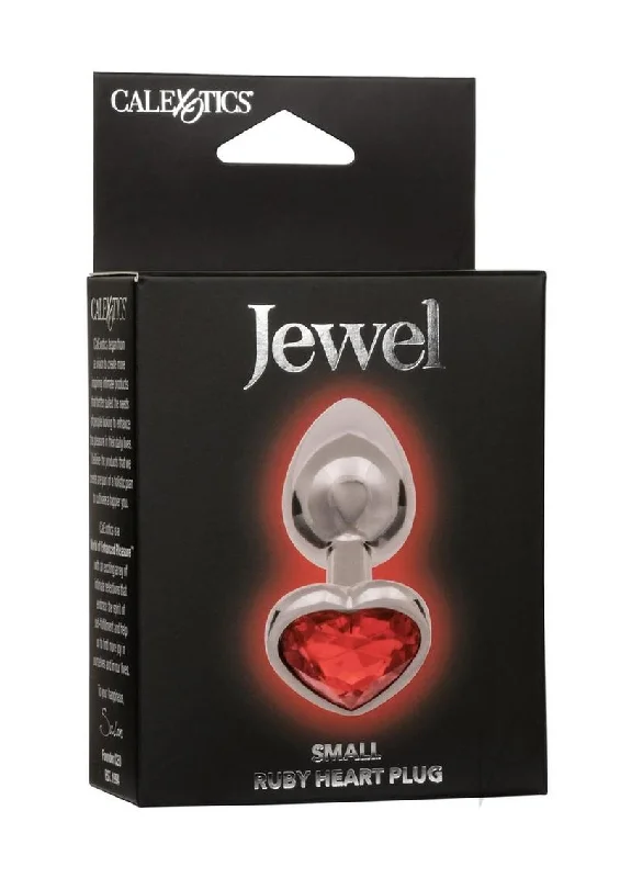 anal toys with easy grip-Jewel Small Ruby Heart Plug Red