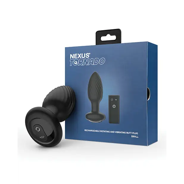 anal toys for couple massage-Nexus Tornado Rechargeable Remote-Controlled Rotating & Vibrating Textured Silicone Anal Plug Black