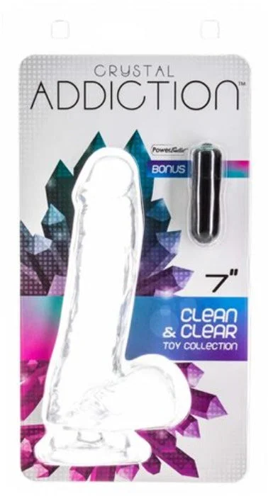 dildo comfort offers-Crystal Addiction ''Clear'' Dildo w/Balls - 7 Inches