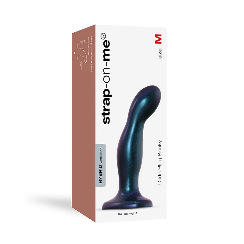 dildo heat reviews-Strap-On-Me Hybrid Collection Dildo Plug Snaky Metallic Blue M