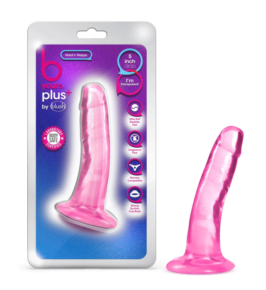 dildo subscription deals-B Yours Plus Hard N’ Happy Realistic G-Spot Pink 5.5-Inch Long Dildo