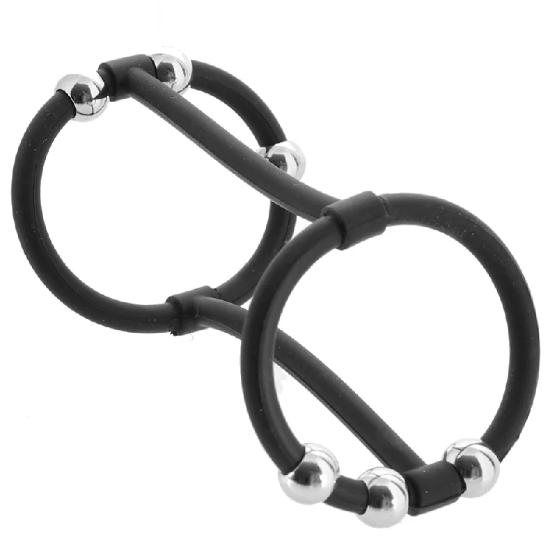 cock ring for erectile dysfunction-Steel Beaded Dual Silicone Enhancer Cage