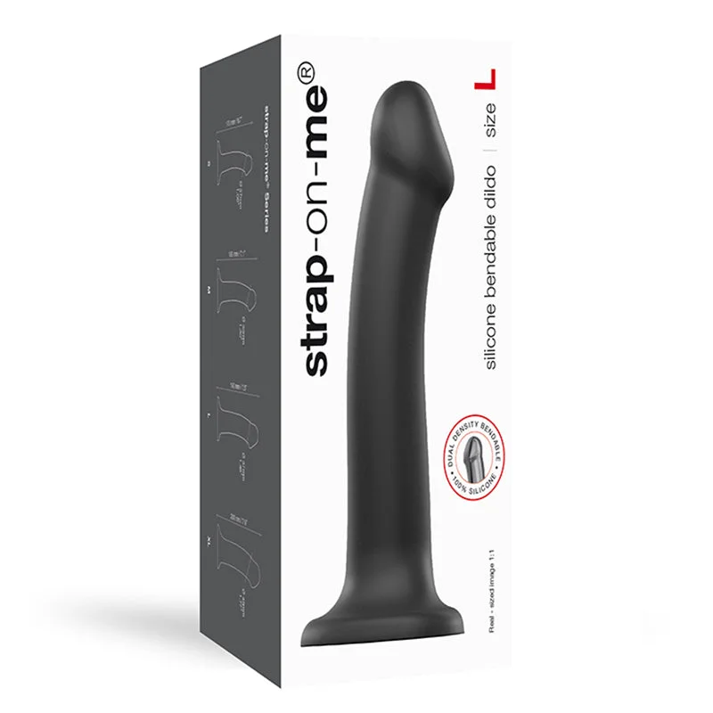 dildo realism comparison-Strap-On-Me Bendable Dual-Density Silicone Dildo Black L