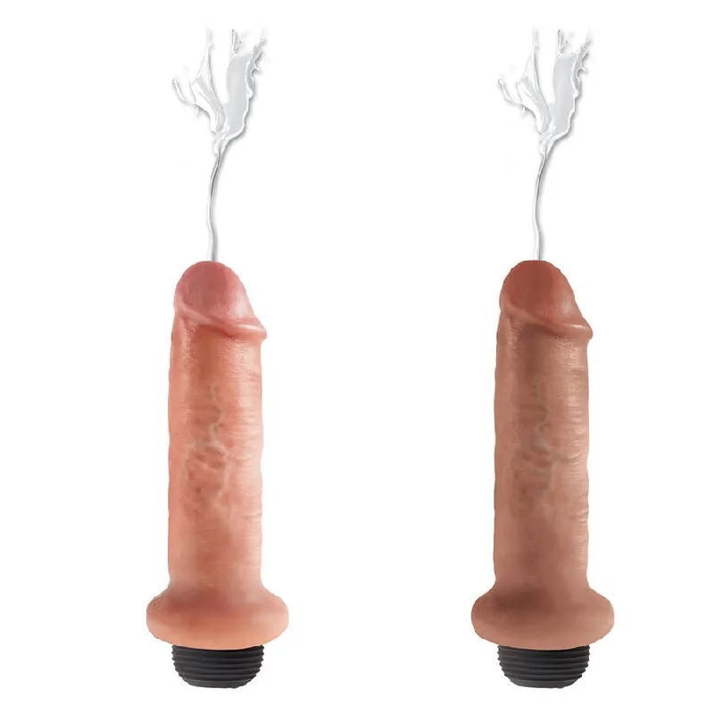 dildo subscription bundles-King Cock 6 Inch Squirting Realistic Dildo (Tan/White)