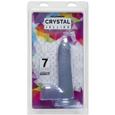 dildo length bundles-Crystal Jellies Thin Dildo With Balls 7" by Doc Johnson