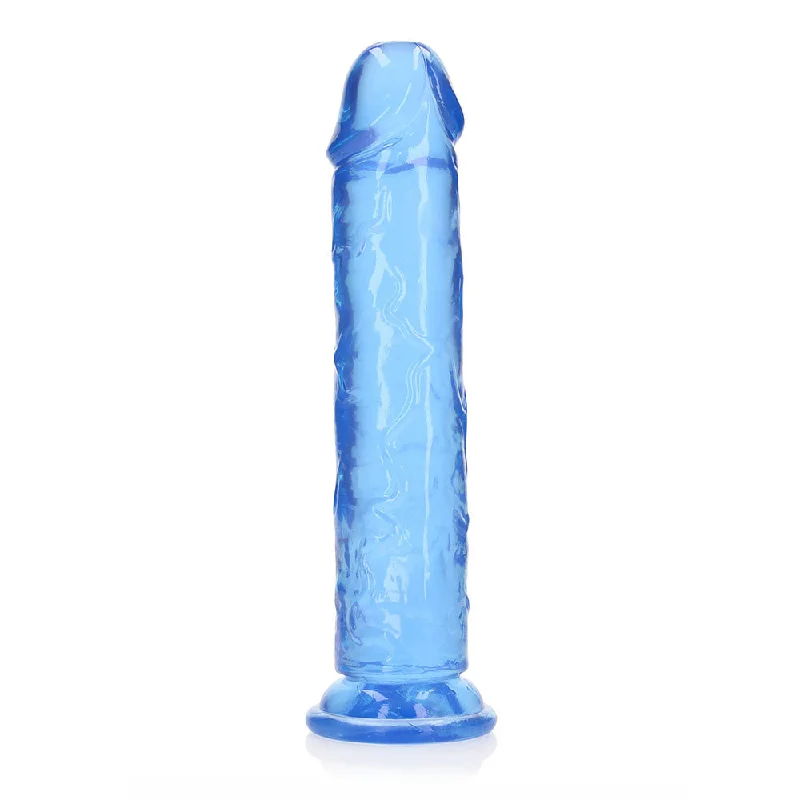 dildo flexibility upgrades-RealRock Crystal Clear Straight 10 in. Dildo Without Balls Blue