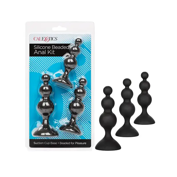 anal toys with sleek grip-Silicone Beaded Anal Kit