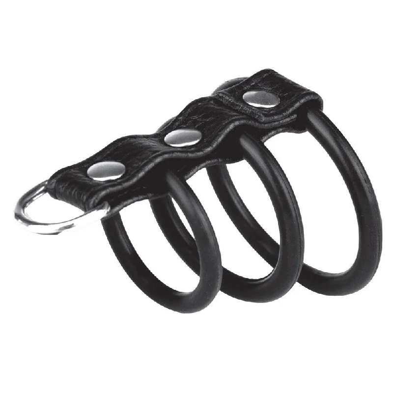 cock ring color options-3 Ring Silicone Gates of Hell with Leash Lead