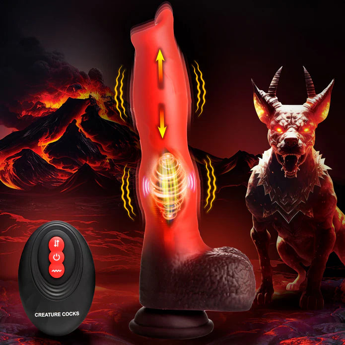 dildo girth promotions-Creature Cocks Ramming Hound Thrusting & Vibrating Silicone Dildo