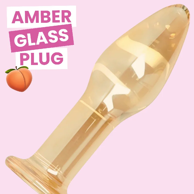 anal toys for discreet vibes-Amber Tapered Glass Anal Plug