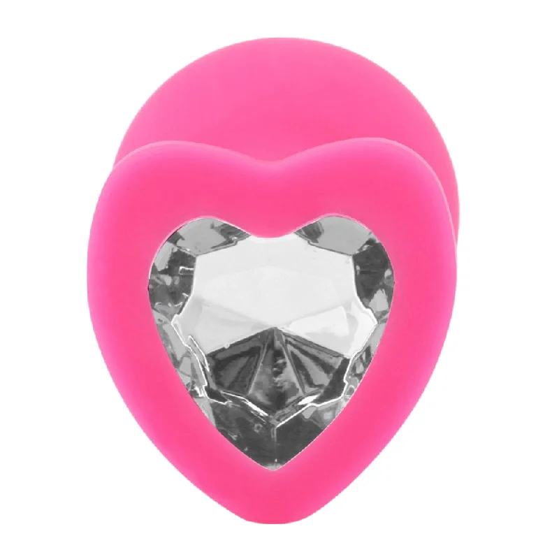 anal toys with soft grip-Silicone Heart Jeweled Anal Plug - 3 Sizes Available!