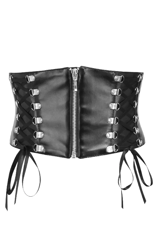 Corset with front straps-PVC Corset Belt with Corset Lacing Details