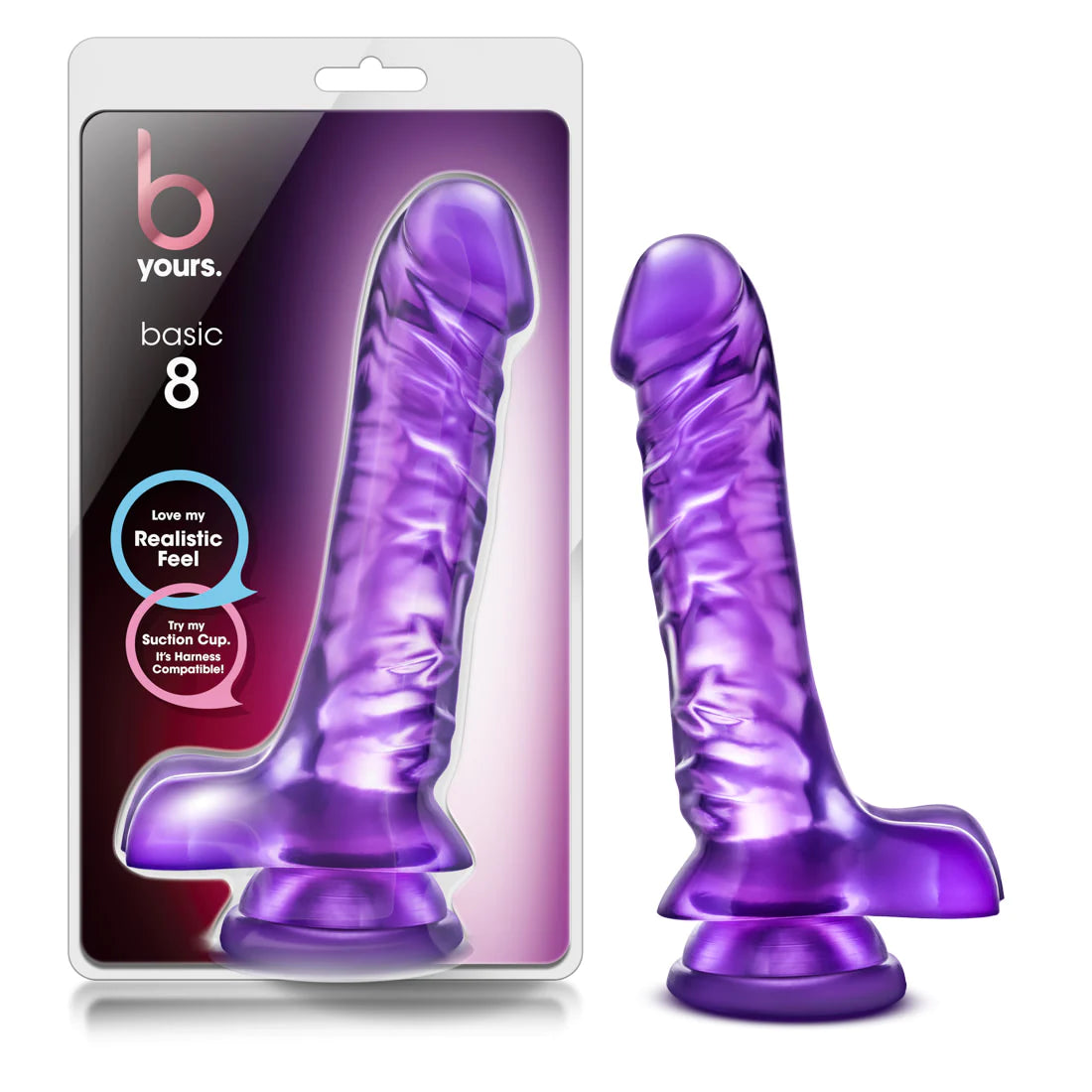 dildo vibration deals-B Yours Basic 8 Realistic Purple 9-Inch Long Dildo