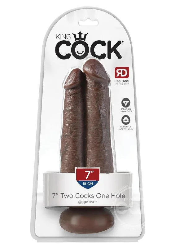 dildo vibration offers-King Cock Two Cocks One Hole Dildo 7in - Chocolate