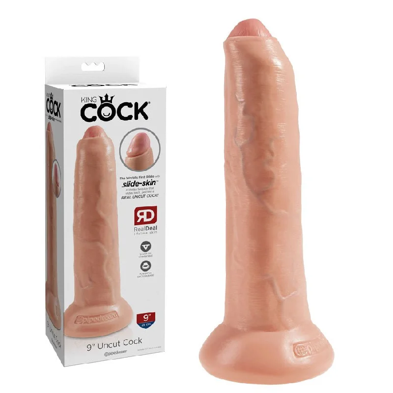 dildo expert promotions-King Cock 9 Inch Uncut Foreskin Realistic Dildo with Suction Cup