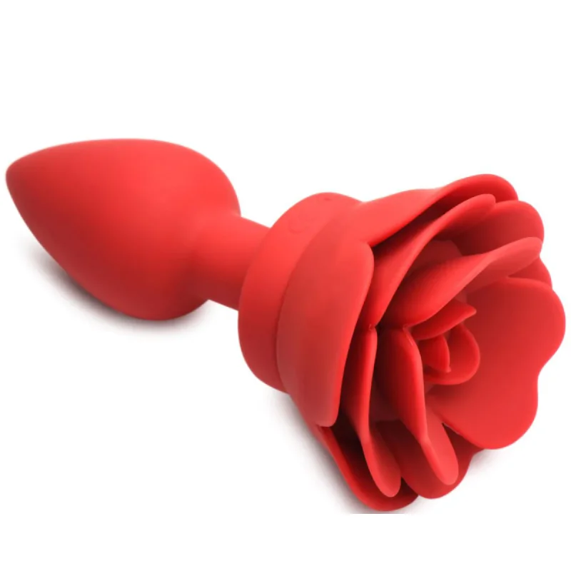 anal toys for couple massage-Rechargeable Silicone Vibrating Rose Anal Plug