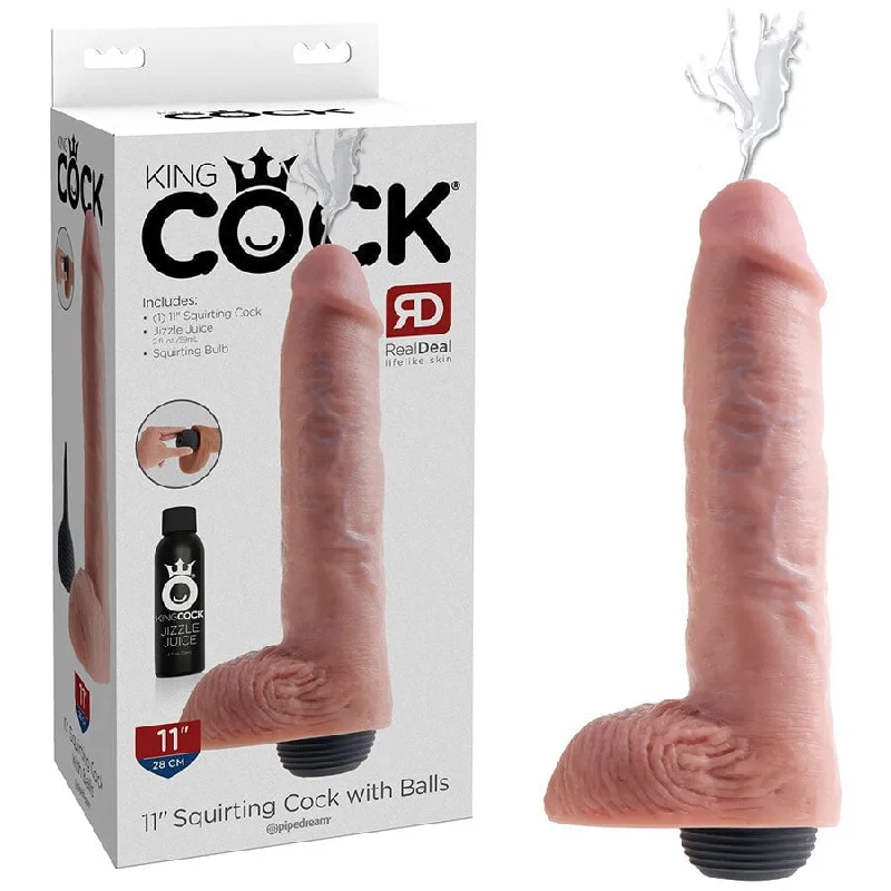 dildo heat deals-King Cock 11 Inch Huge Squirting Realistic Dildo with Balls