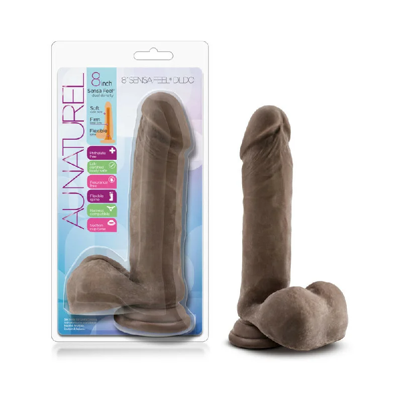 dildo suction advice-Au Naturel 8 in. Posable Dual Density Dildo with Balls Brown