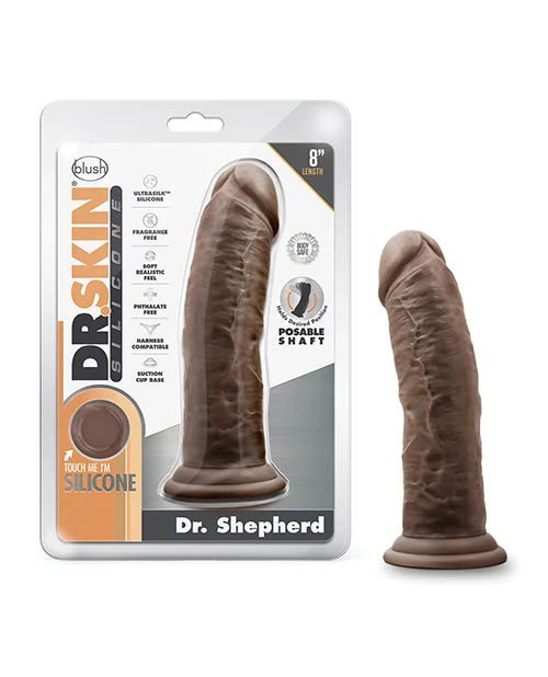 rechargeable dildo battery life-Blush Dr. Skin Silicone Dr. Shepherd 8" Dildo w/Suction Cup - Chocolate