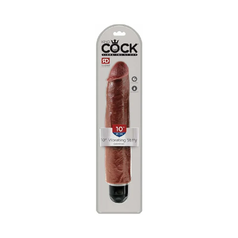 dildo waterproof testing-King Cock 10 in. Vibrating Stiffy Realistic Dildo Brown