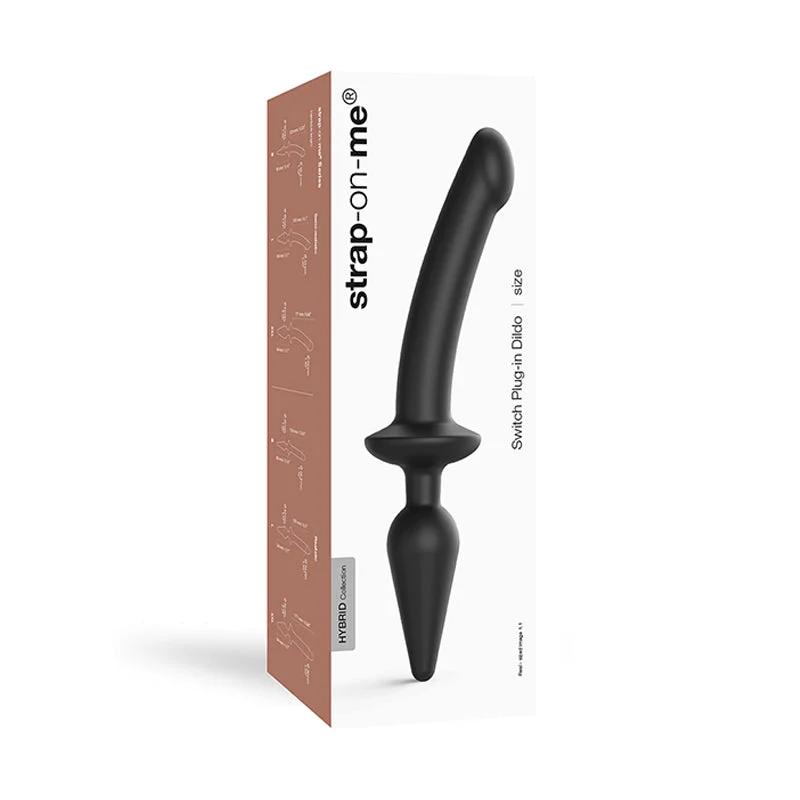 dildo trendy benefits-Strap-On-Me Hybrid Collection Switch Plug-In Realistic Dildo Dual-Ended Black L