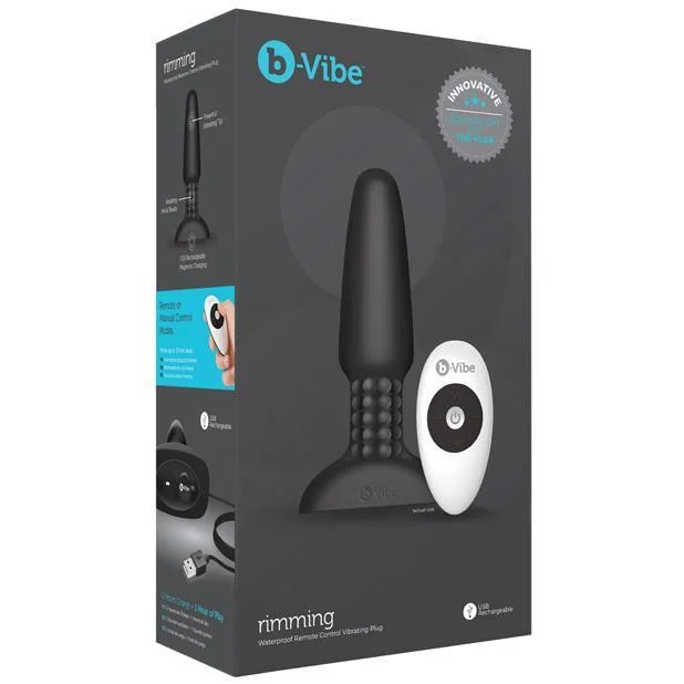 anal toys with sleek tip-B-Vibe - Rimming Remote Control Vibrating Anal Plug (Black)