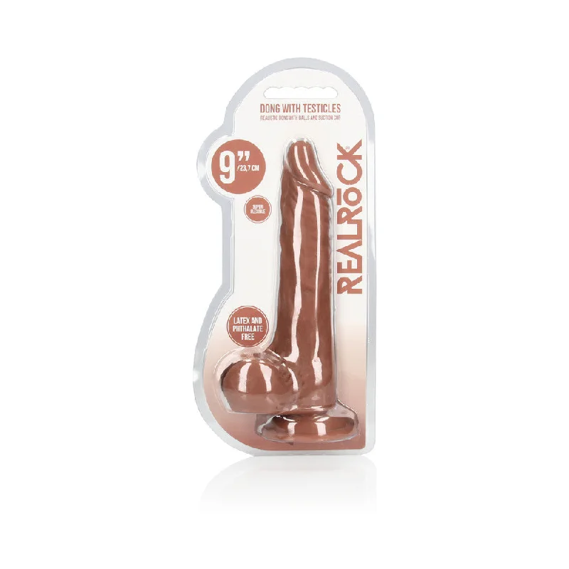 dildo customization upgrades-RealRock Realistic 9 in. Dildo With Balls and Suction Cup Tan