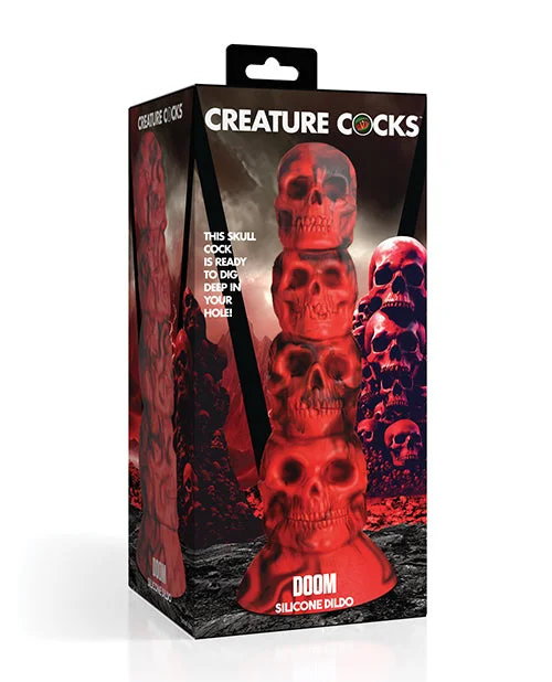 thick dildo user experience-Creature Cocks Doom Silicone Dildo - Red/Black