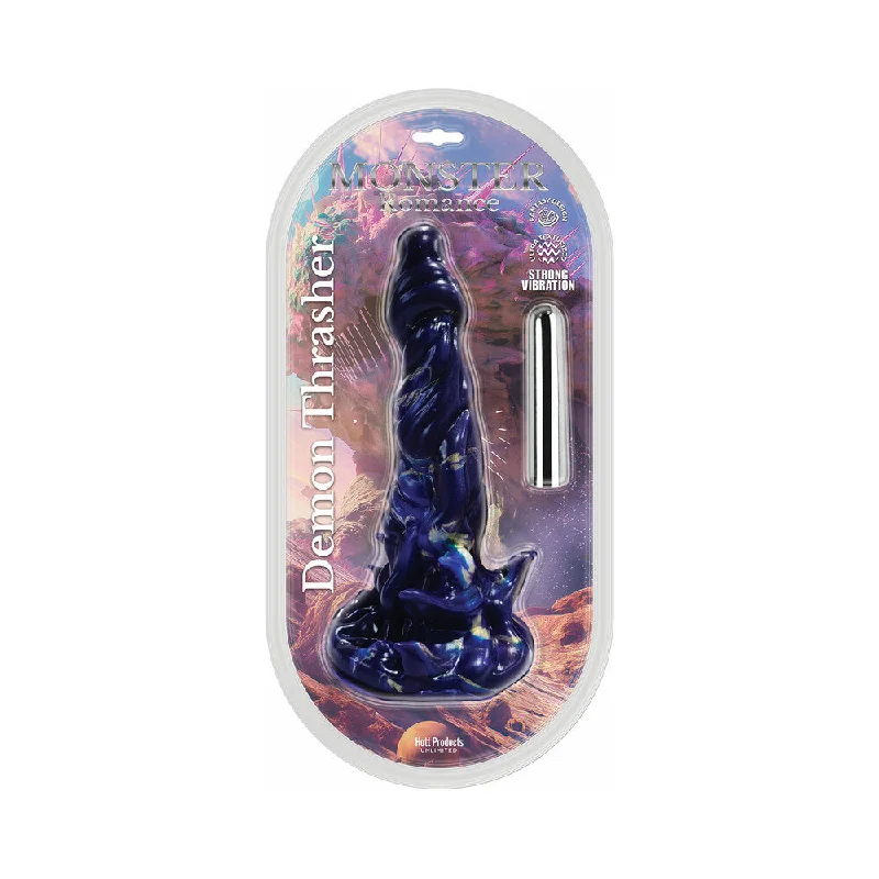 dildo fantasy themes-Monster Romance Demon Thrasher with Vibrating Bullet Silicone Dildo 6.5 in.