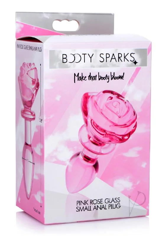 anal toys with sleek finish-Booty Sparks Pink Rose Glass Plug Sm