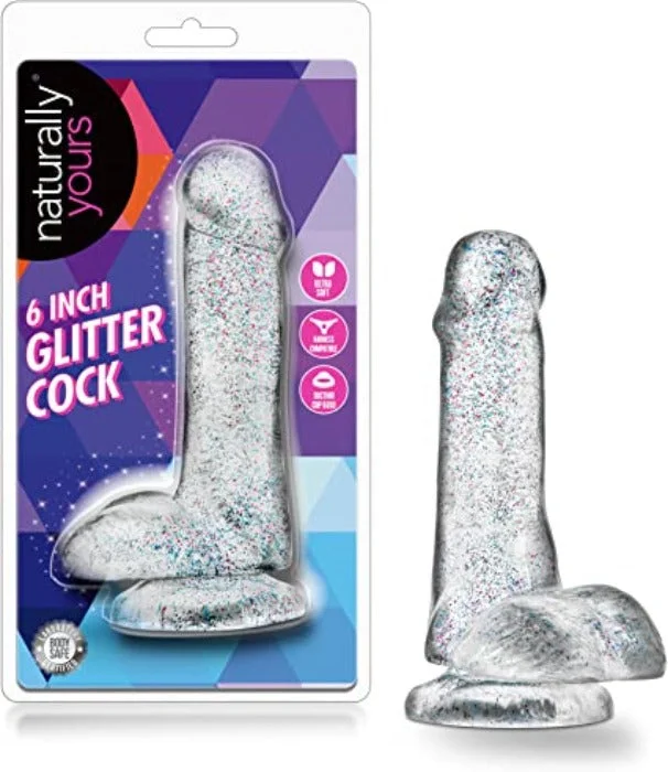 dildo support promotions-Naturally Yours 6 Inch ''Glitter Cock'' w/Balls