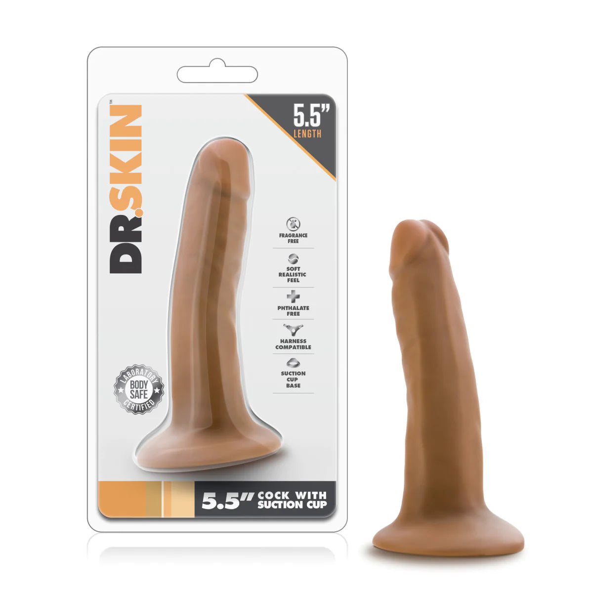 dildo safety discounts-Dr. Skin Realistic Mocha 5.5-Inch Long Dildo