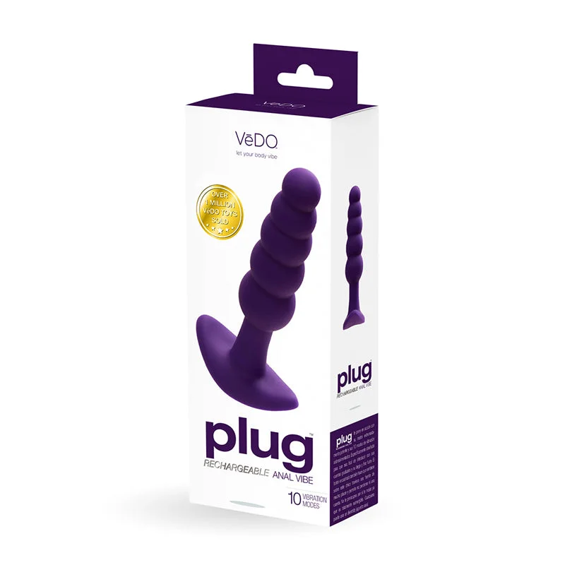 anal toys for sensory relaxation-VeDO Plug Rechargeable Silicone Vibrating Anal Plug Purple