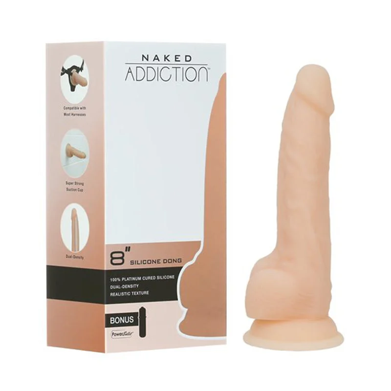 thick dildo user experience-Naked Addiction Dual-Density Silicone Dildo 8in Vaniila