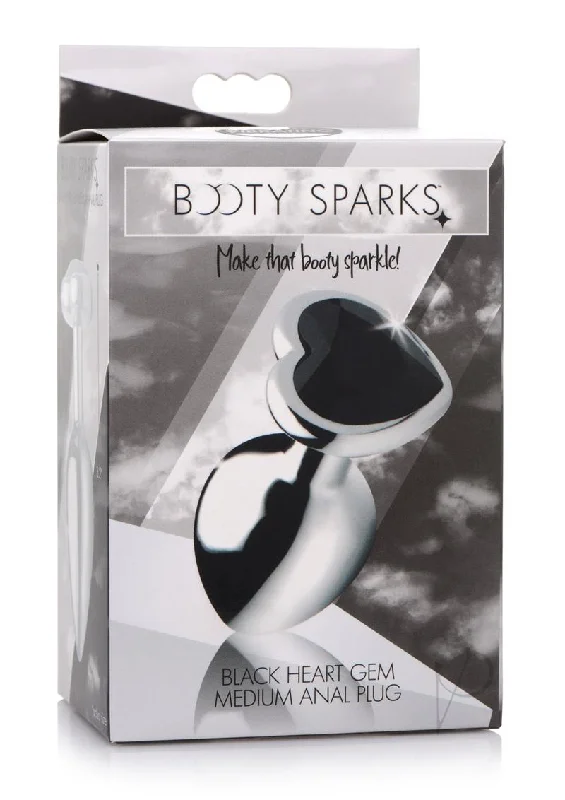 anal toys for anal relaxation-Booty Sparks Black Heart Gem Plug Md