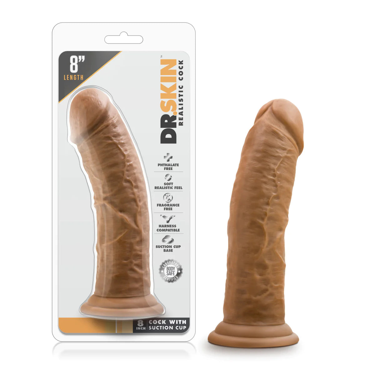 dildo cold deals-Dr. Skin Realistic Mocha 8-Inch Long Dildo