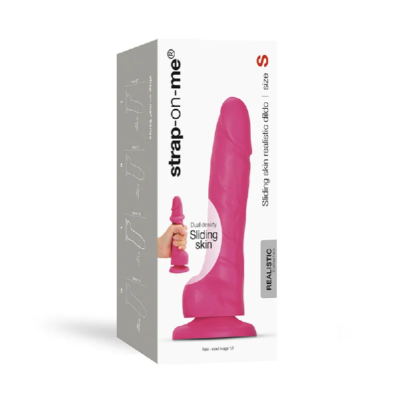 dildo online shopping tips-Strap-On-Me Realistic Collection Sliding Skin Dual-Density Silicone Dildo Fuchsia S