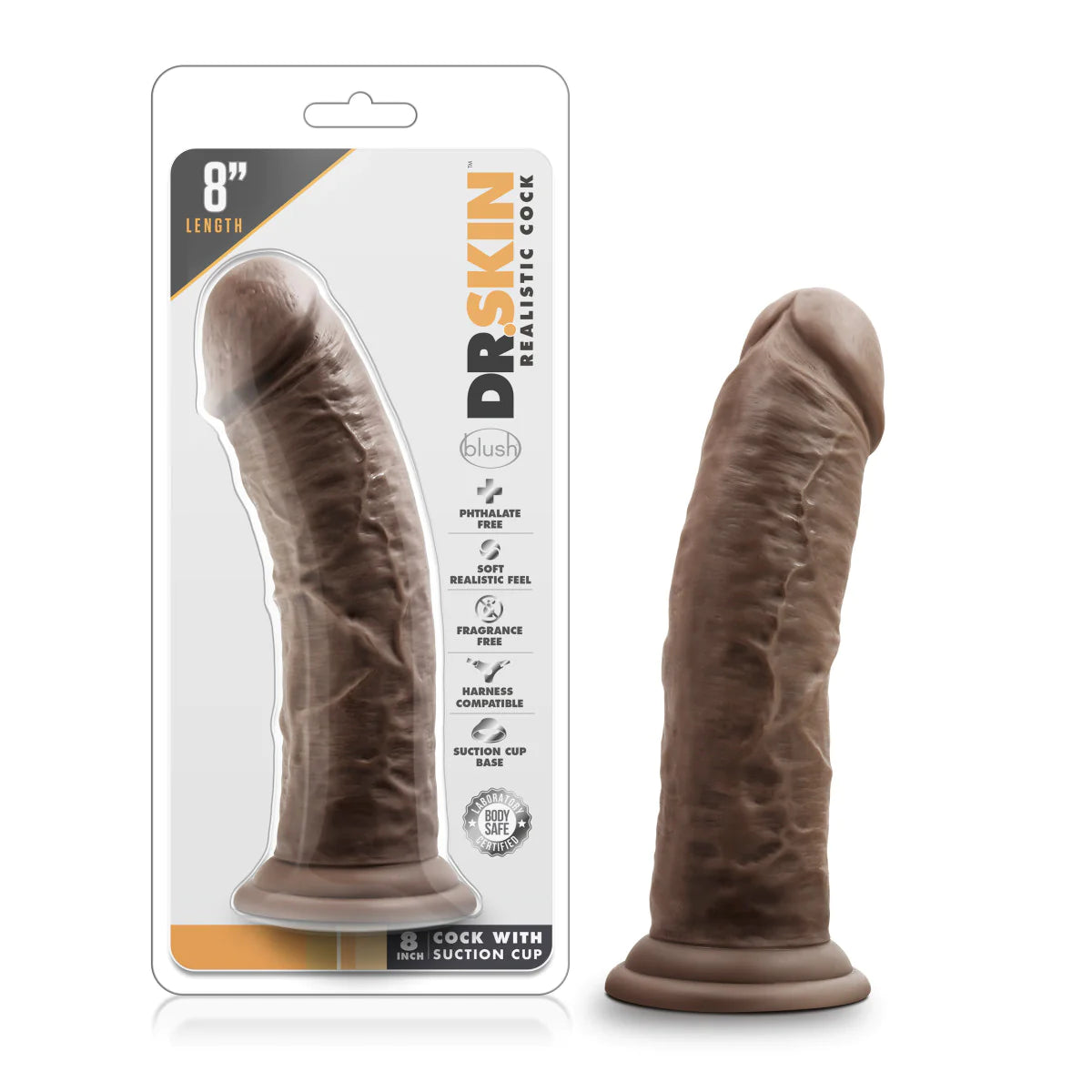 dildo waterproof deals-Dr. Skin Realistic Chocolate 8-Inch Long Dildo