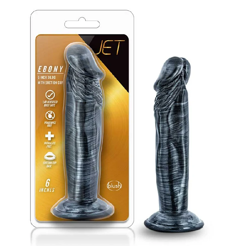 dildo support deals-Jet Ebony 6 Inch Carbon Metallic Black Anal Dildo by Blush Novelties