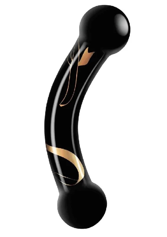 dildo charging reviews-Secret Kisses - 5.5 Inch Handblown Glass Double  Ended Dildo - Black