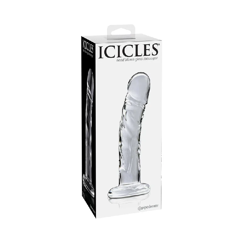 dildo seasonal sales-Icicles No. 62 Curved Realistic 6.5 in. Glass Dildo Clear