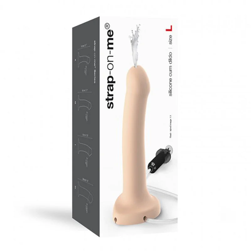 dildo suction benefits-Strap-On-Me Silicone Ejaculating Cum Dildo Vanilla L (fluid not included)