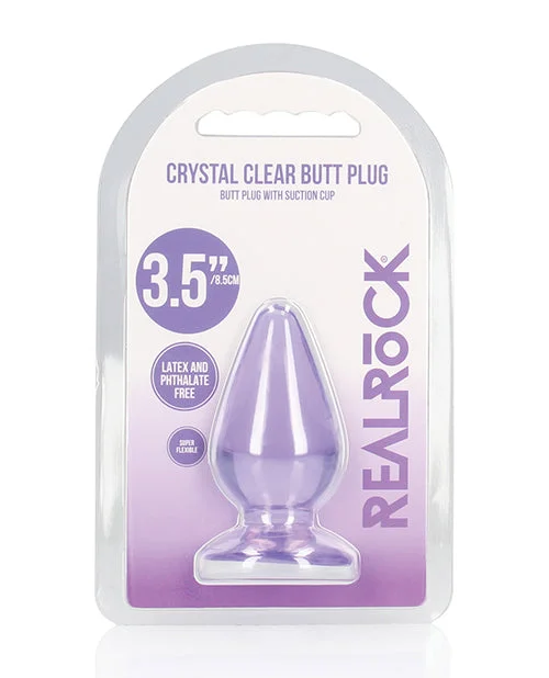 anal toys with long texture-Shots RealRock Crystal Clear 3.5" Anal Plug - Purple